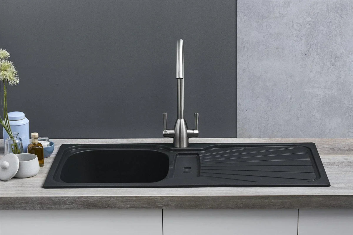 Kitchen Sink Single black  1.0 Bowl Reversible Inset With Waste Kit