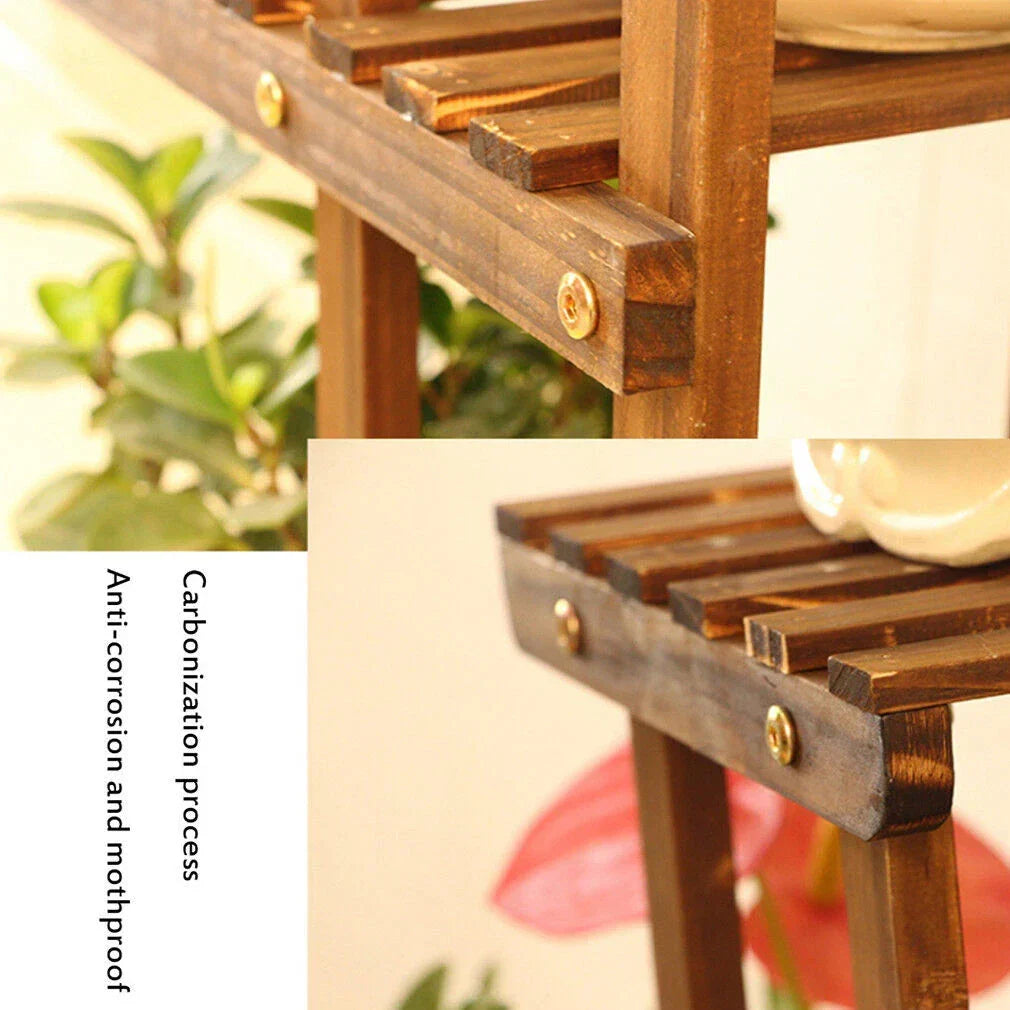 Wood Flower Display Plant Stand 5 Tier Corner Shelf Storage Rack Indoor Outdoor