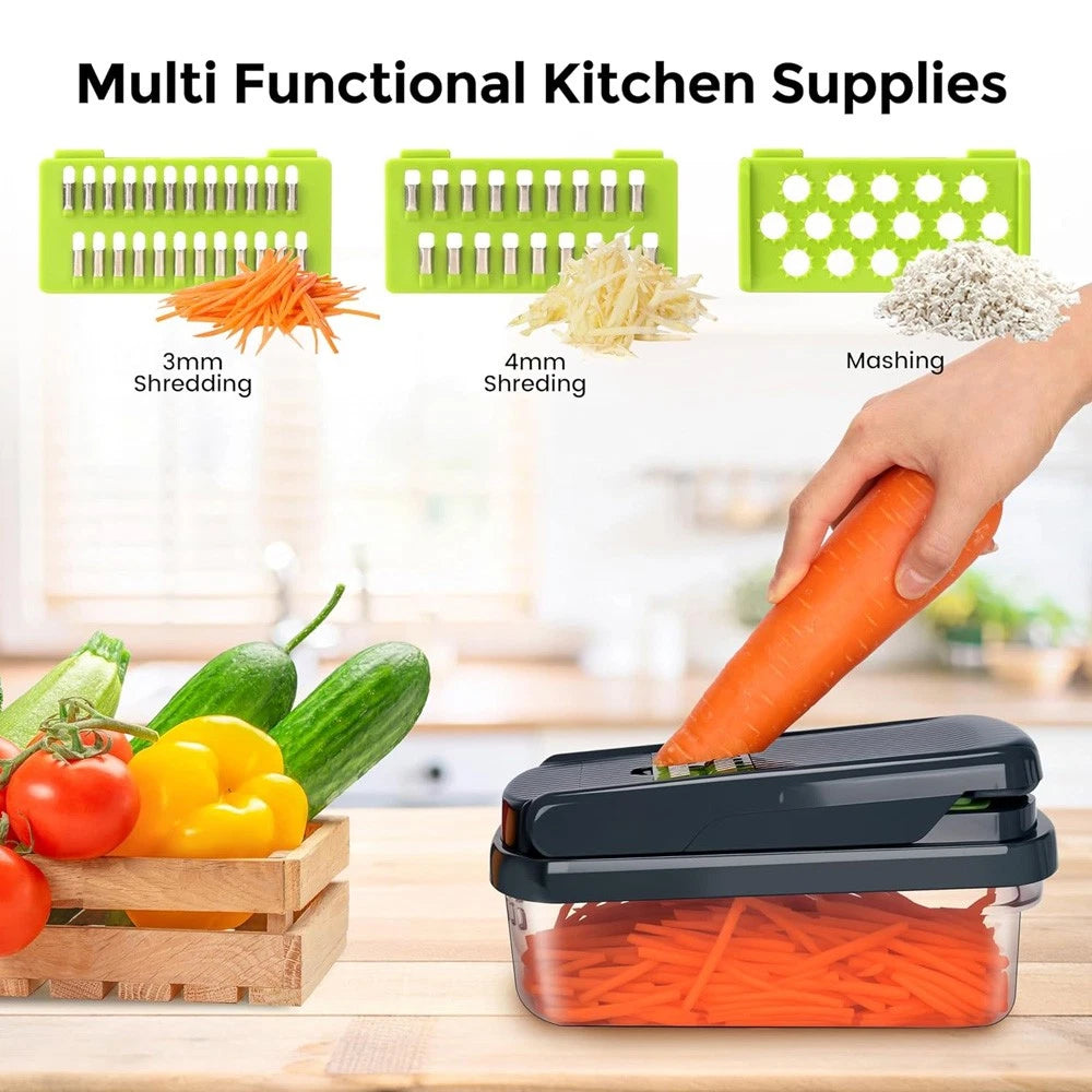 Mueller 16-in-1 Vegetable Chopper & Mandoline Slicer | Food Chopper, Onion Cutter, Cheese Grater & Kitchen Dicer with Container