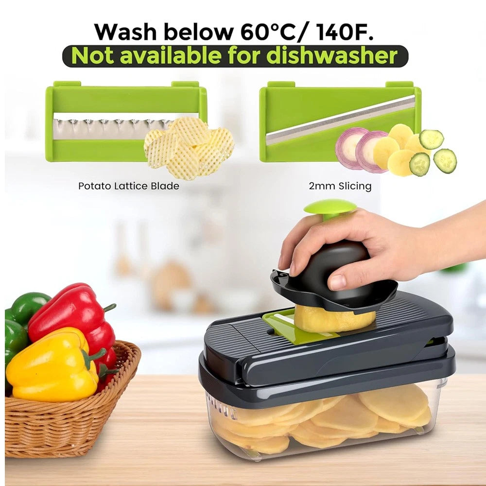 Mueller 16-in-1 Vegetable Chopper & Mandoline Slicer | Food Chopper, Onion Cutter, Cheese Grater & Kitchen Dicer with Container