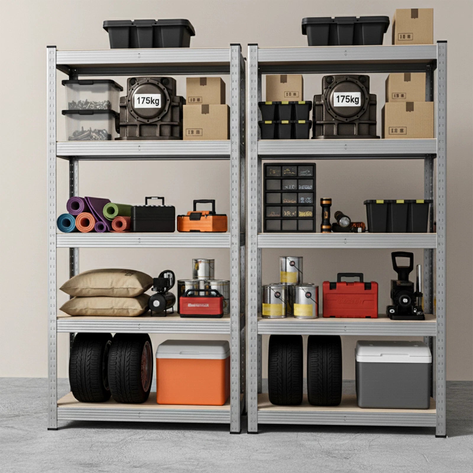 5 Tier Racking Shelf Heavy Duty Garage Shelving Storage Shelves Unit 150x70x30cm
