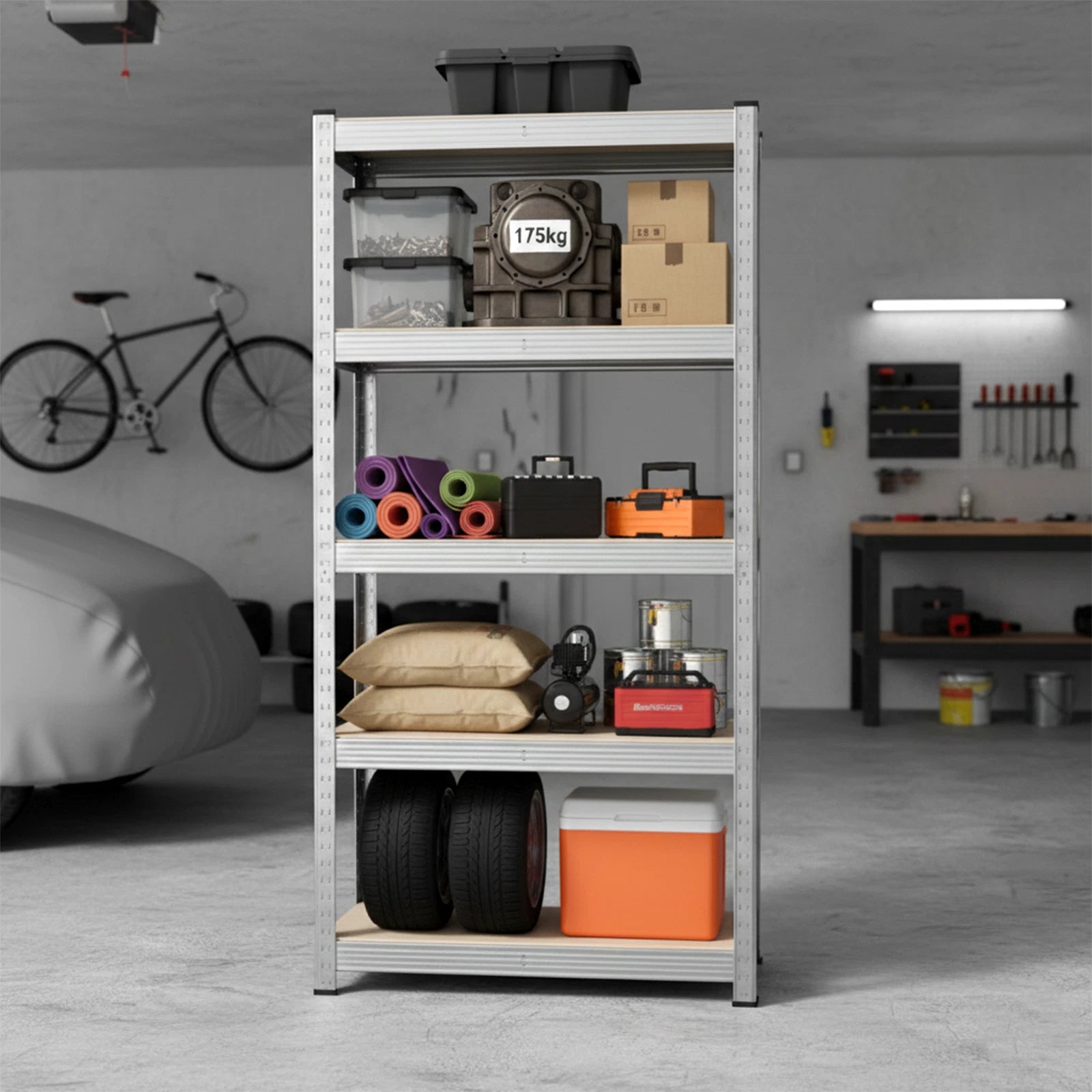 5 Tier Racking Shelf Heavy Duty Garage Shelving Storage Shelves Unit 150x70x30cm