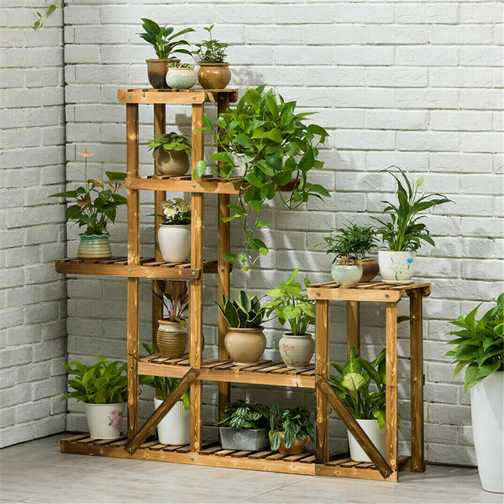 5 Tier Wooden Plant Stand – Indoor & Outdoor Flower Display Corner Shelf Storage Rack