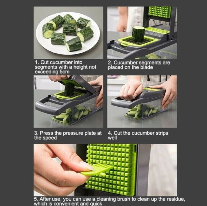 Mueller 16-in-1 Vegetable Chopper & Mandoline Slicer | Food Chopper, Onion Cutter, Cheese Grater & Kitchen Dicer with Container