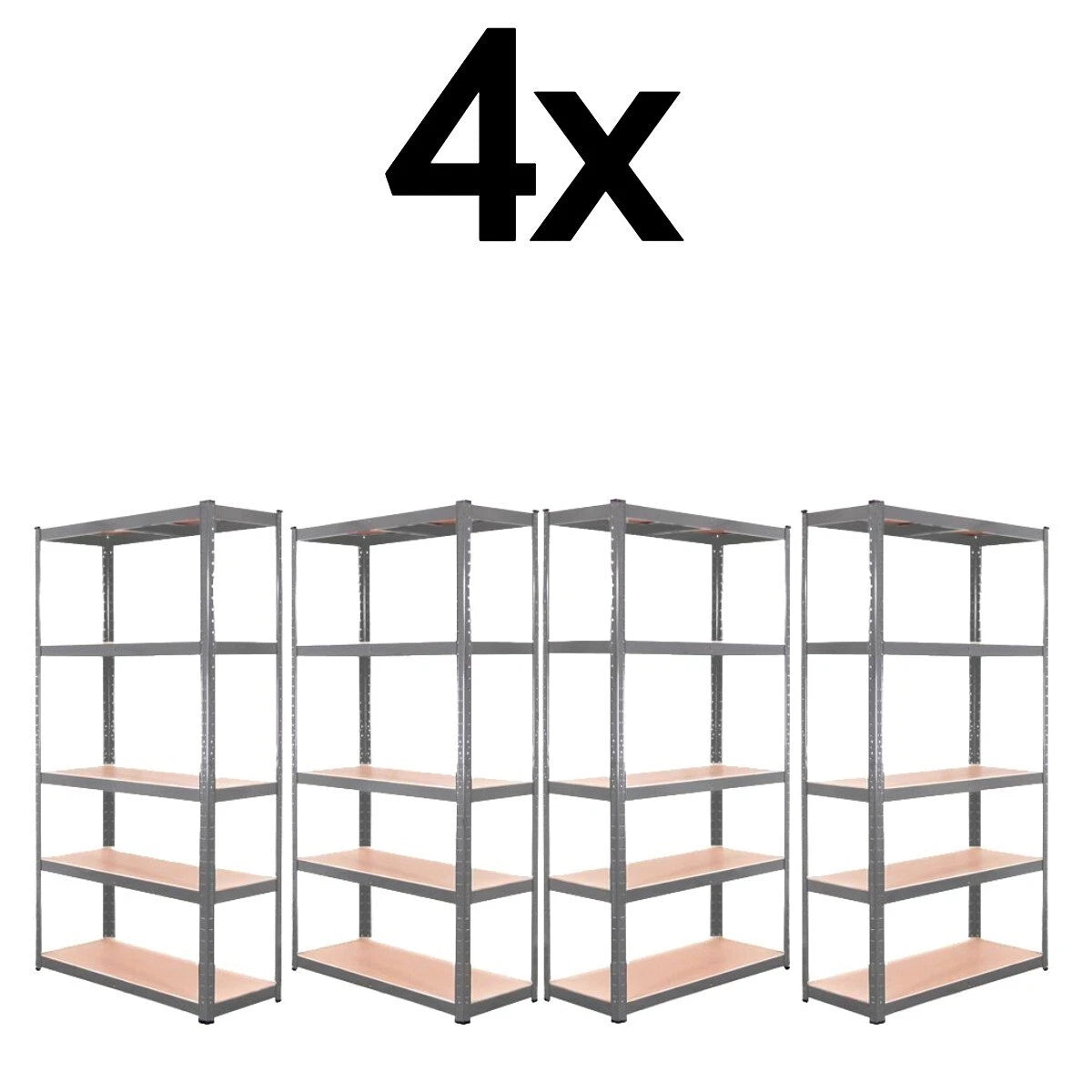 4x Metal 5 Tier Garage Shelving Unit Racking Storage Shelves 180x90x40cm Heavy Duty Storage Rack