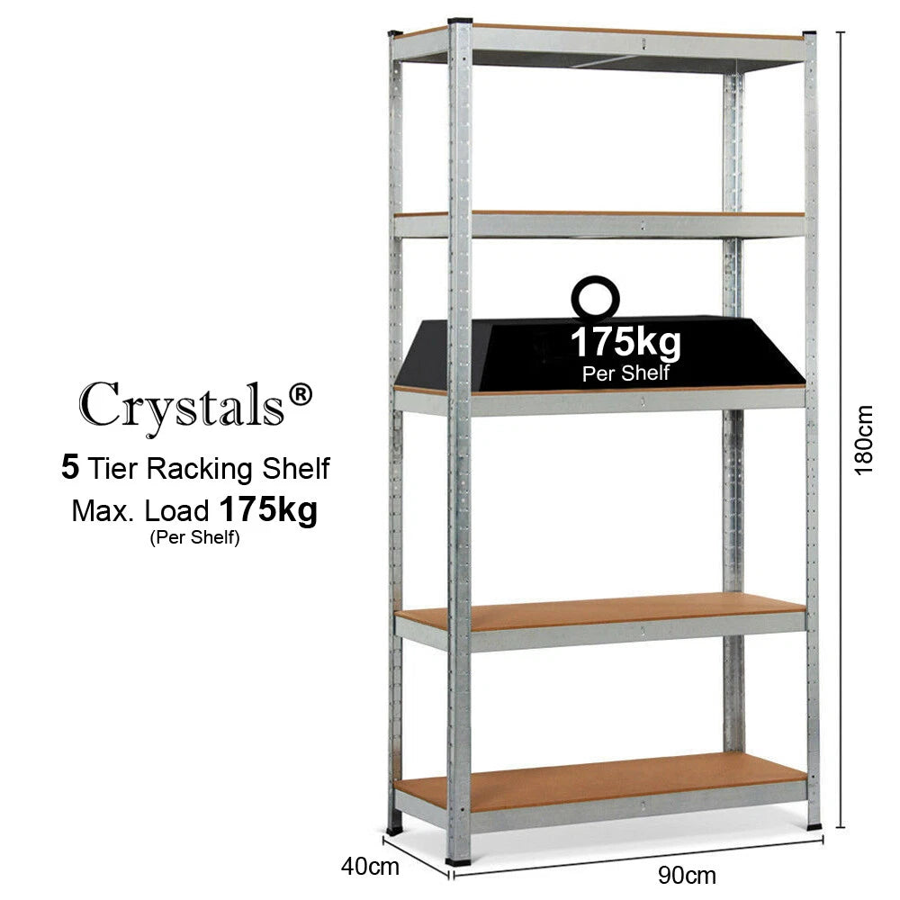 5 Tier Racking Shelf Heavy Duty Garage Shelving Storage Shelves Unit 180x90x40cm