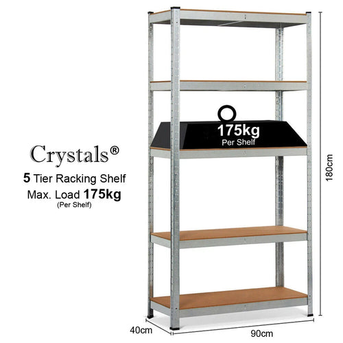 5 Tier Racking Shelf Heavy Duty Garage Shelving Storage Shelves Unit 180x90x40cm