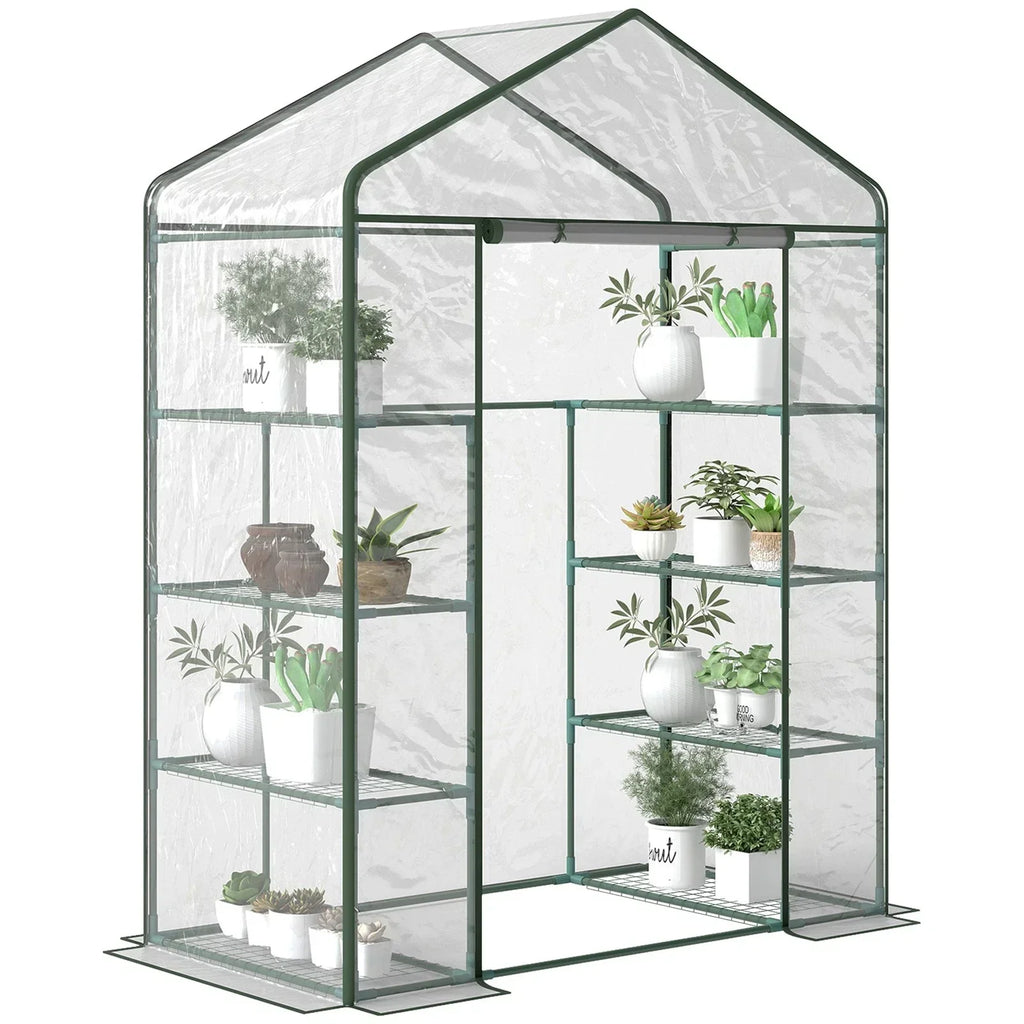 Walk In Greenhouse Grow House Plants Protector Reinforced PVC Cover 4 Shelves