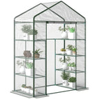 Walk In Greenhouse Grow House Plants Protector Reinforced PVC Cover 4 Shelves
