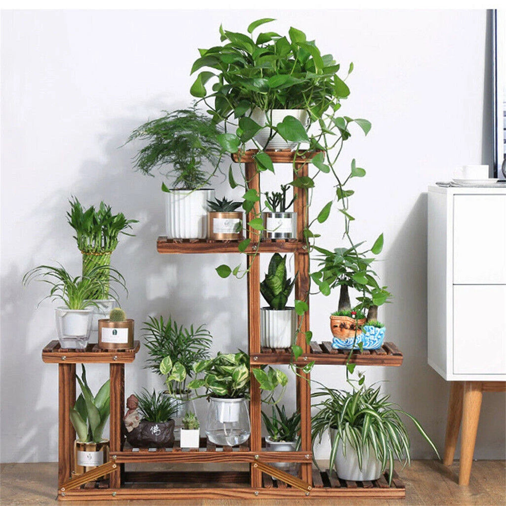 5 Tier Wooden Plant Stand – Indoor & Outdoor Flower Display Corner Shelf Storage Rack