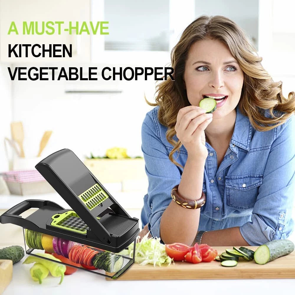 Mueller 16-in-1 Vegetable Chopper & Mandoline Slicer | Food Chopper, Onion Cutter, Cheese Grater & Kitchen Dicer with Container