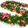 9FT Pre Lit Christmas Garland LED Lights Wreath Xmas Decorations Christmas Balls