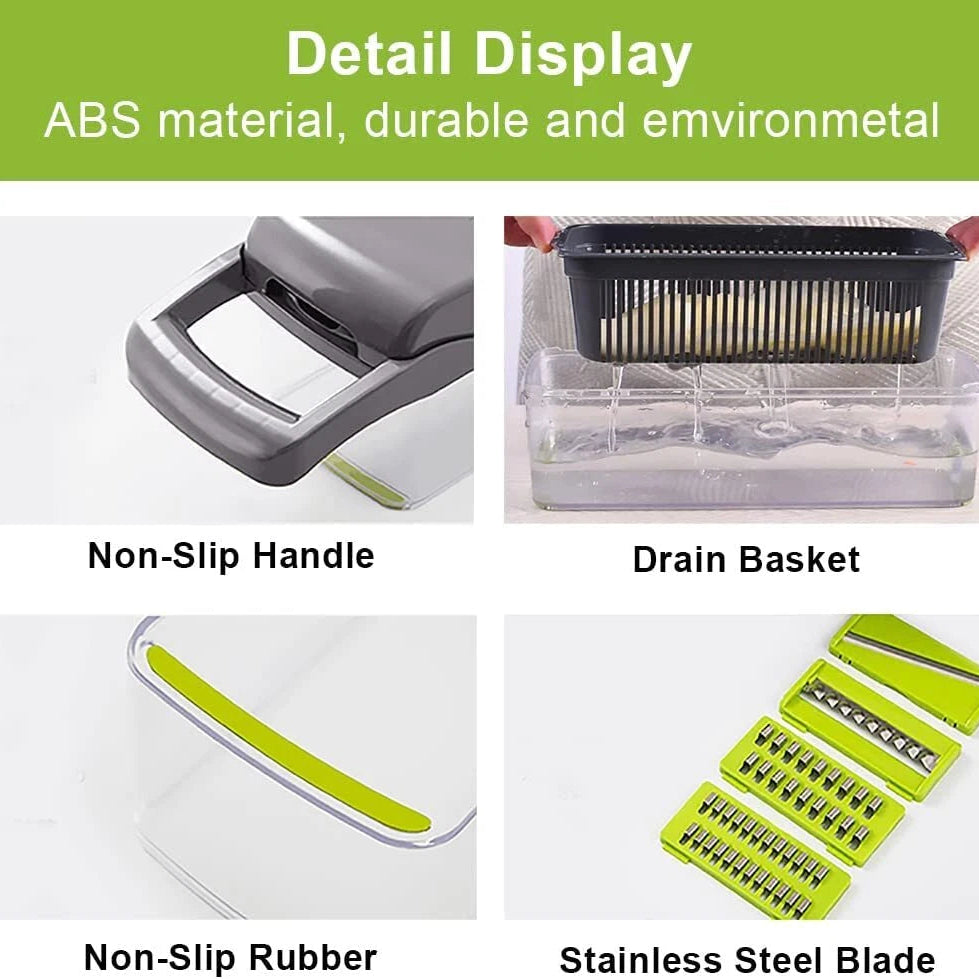 Mueller 16-in-1 Vegetable Chopper & Mandoline Slicer | Food Chopper, Onion Cutter, Cheese Grater & Kitchen Dicer with Container