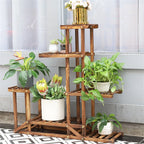 5 Tier Wooden Plant Stand – Indoor & Outdoor Flower Display Corner Shelf Storage Rack