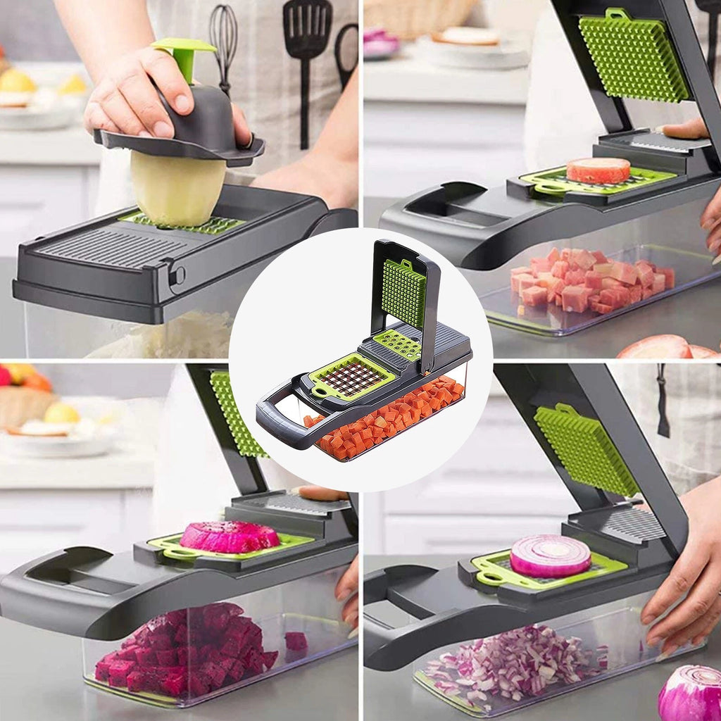 Mueller 16-in-1 Vegetable Chopper & Mandoline Slicer | Food Chopper, Onion Cutter, Cheese Grater & Kitchen Dicer with Container