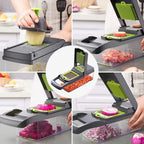 Mueller 16-in-1 Vegetable Chopper & Mandoline Slicer | Food Chopper, Onion Cutter, Cheese Grater & Kitchen Dicer with Container