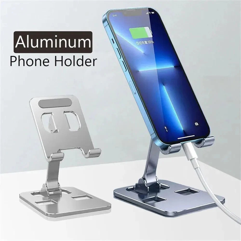 Universal Aluminum Alloy Foldable Phone & Tablet Stand – Adjustable Desktop Holder for Smartphones & Tablets