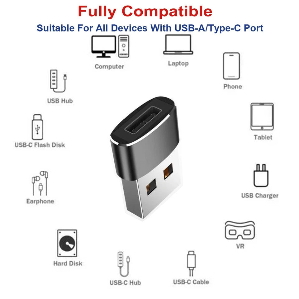 USB 3.1 Type C Female to USB A Male Adapter Converter Connector Charger Plug