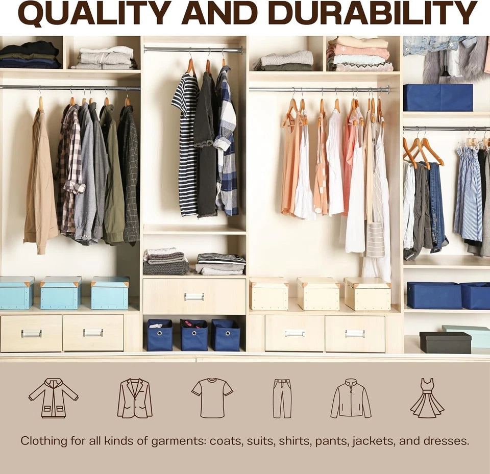 20 X WOODEN COAT HANGERS SUIT GARMENTS CLOTHES WOOD HANGER TROUSER BAR SET