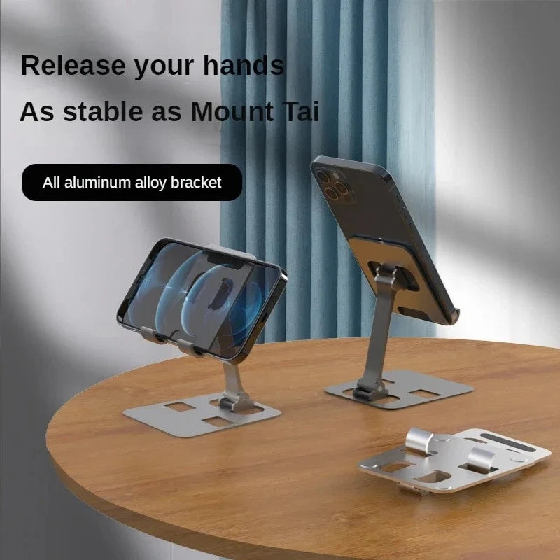 Universal Aluminum Alloy Foldable Phone & Tablet Stand – Adjustable Desktop Holder for Smartphones & Tablets