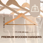 20 X WOODEN COAT HANGERS SUIT GARMENTS CLOTHES WOOD HANGER TROUSER BAR SET