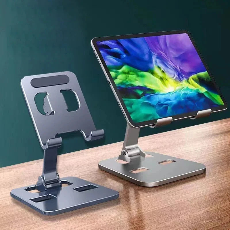 Universal Aluminum Alloy Foldable Phone & Tablet Stand – Adjustable Desktop Holder for Smartphones & Tablets