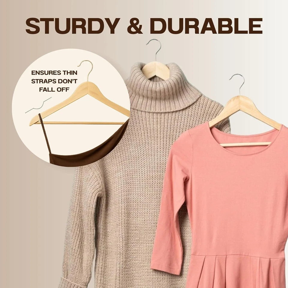 20 X WOODEN COAT HANGERS SUIT GARMENTS CLOTHES WOOD HANGER TROUSER BAR SET