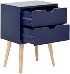 Nyborg Single 2 Drawer Bedside Cabinet Lamp Table Nightstand Blue