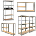 4x Metal 5 Tier Garage Shelving Unit Racking Storage Shelves 180x90x40cm Heavy Duty Storage Rack