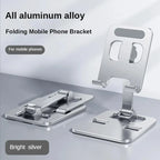 Universal Aluminum Alloy Foldable Phone & Tablet Stand – Adjustable Desktop Holder for Smartphones & Tablets