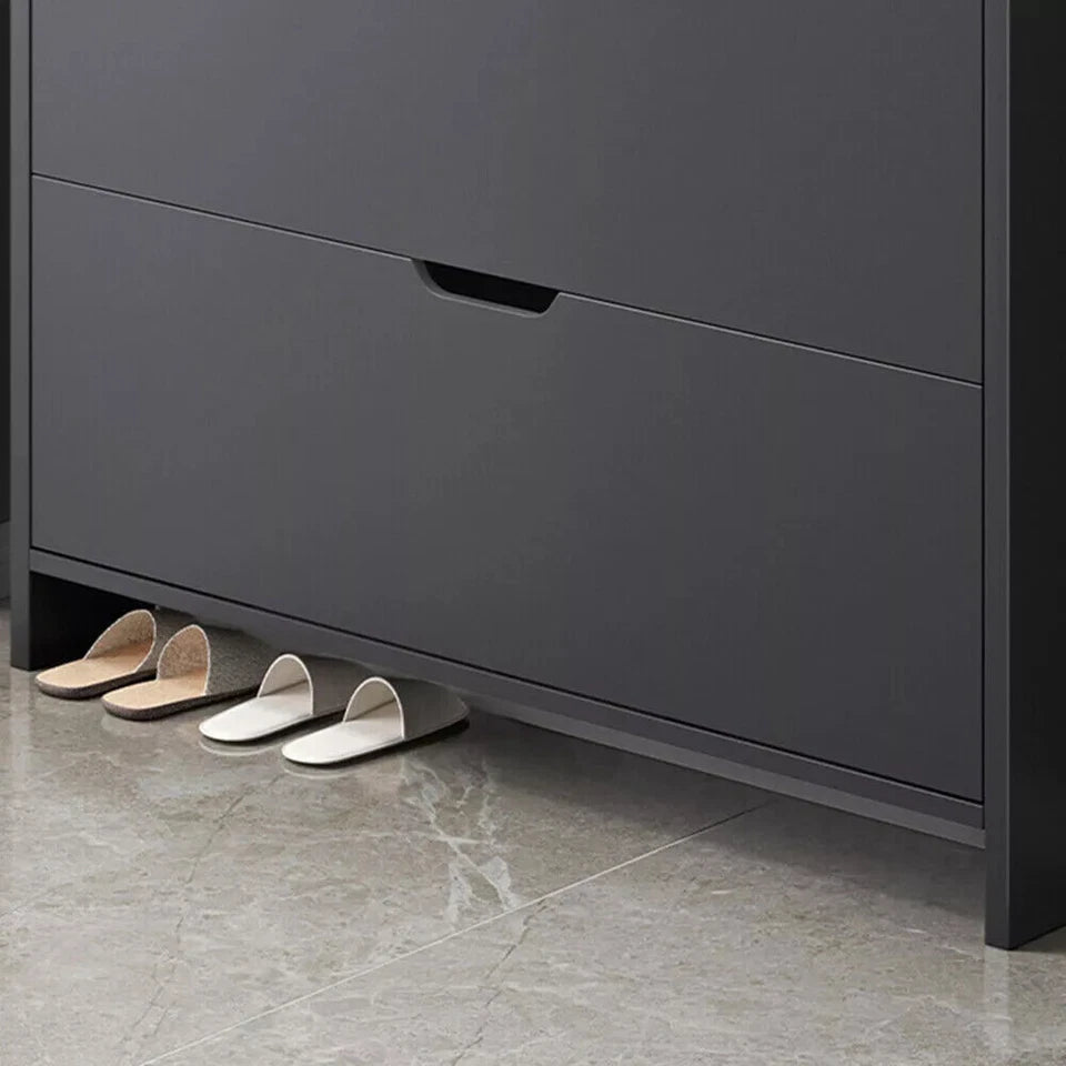 2 Drawer Wooden Shoe Storage Cabinet | Shoe Rack Cupboard Organiser Holder Stand for Hallway, Entryway & Bedroom