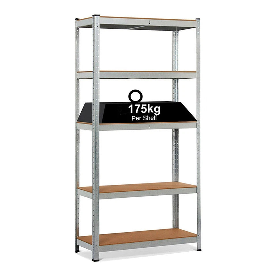 4x Metal 5 Tier Garage Shelving Unit Racking Storage Shelves 180x90x40cm Heavy Duty Storage Rack