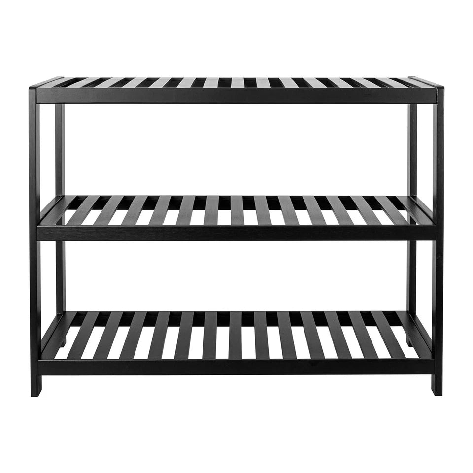 Neo 3 Tier Bamboo Shoe Rack Stand | Natural Wooden Shoe Storage Shelf for Hallway, Entryway & Closet