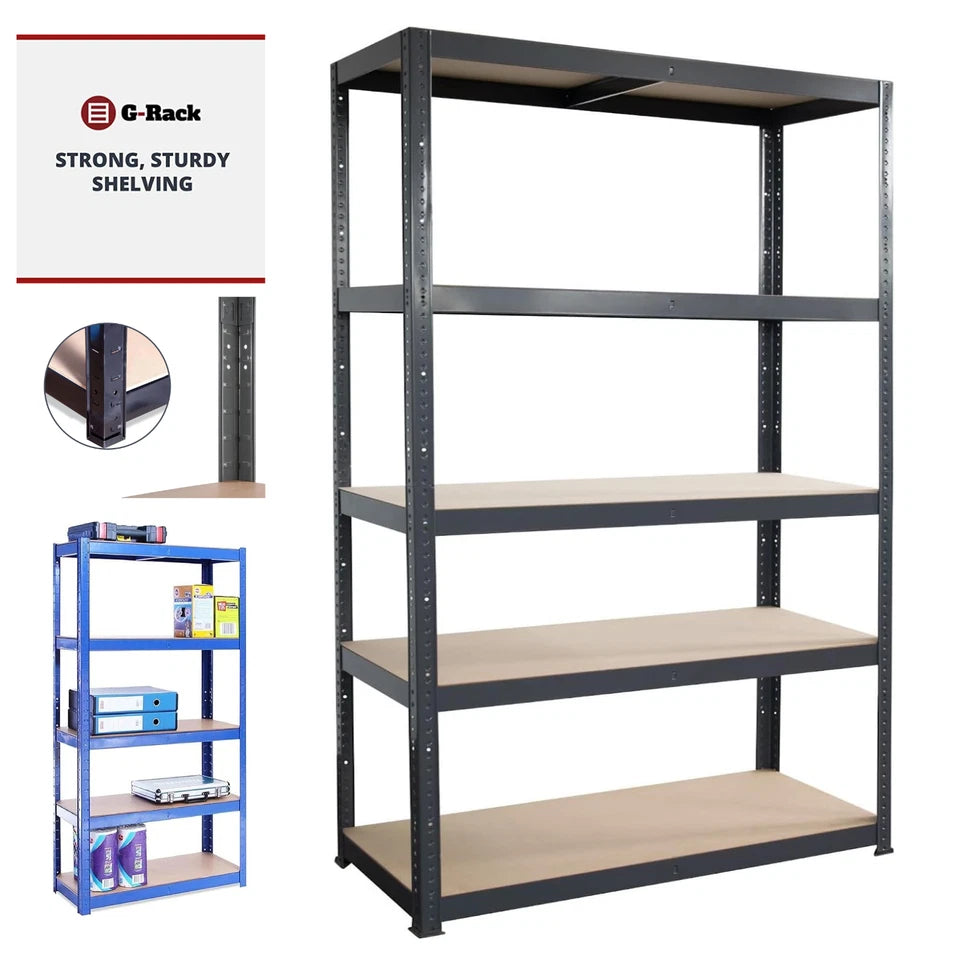180 x 120 x 45 CM G-Rack Heavy Duty Garage Shelving Unit 5 Tier Metal Storage Rack |  Garage, Shed & Workshop Storage